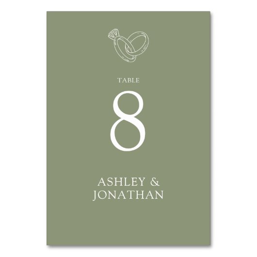 Elegante moderne, einfache Elemente Hochzeit Tischnummer (Vorderseite)