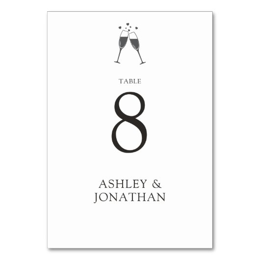 Elegante moderne, einfache Elemente Hochzeit Tischnummer (Rückseite)