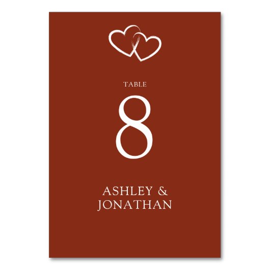 Elegante moderne, einfache Elemente Hochzeit Tischnummer (Vorderseite)