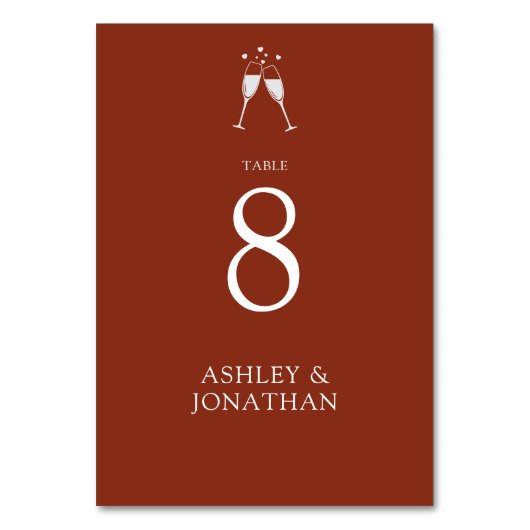 Elegante moderne, einfache Elemente Hochzeit Tischnummer (Rückseite)