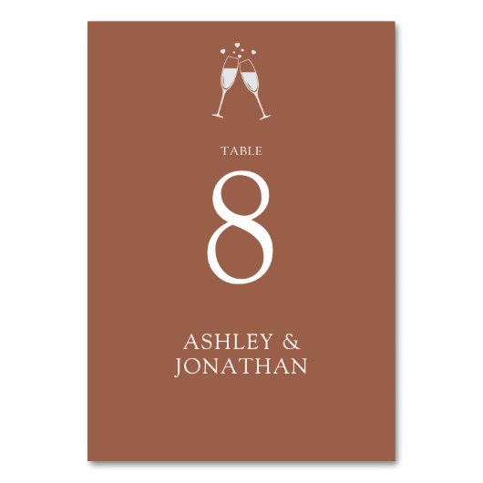 Elegante moderne, einfache Elemente Hochzeit Tischnummer (Vorderseite)