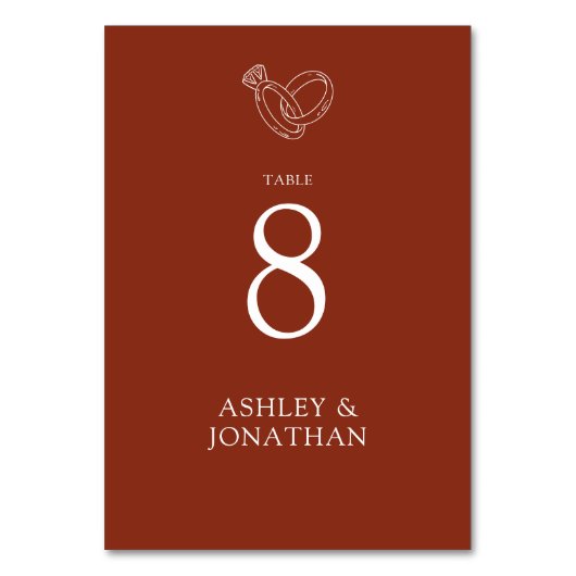 Elegante moderne, einfache Elemente Hochzeit Tischnummer (Rückseite)