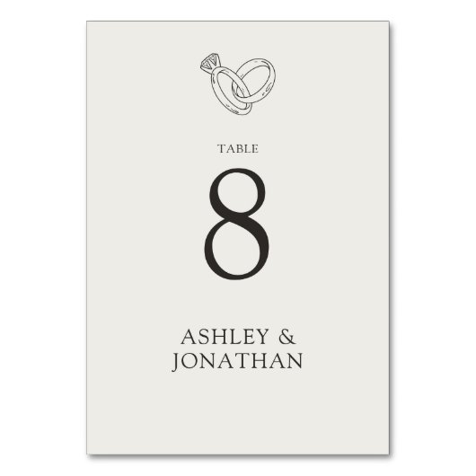 Elegante moderne, einfache Elemente Hochzeit Tischnummer (Vorderseite)