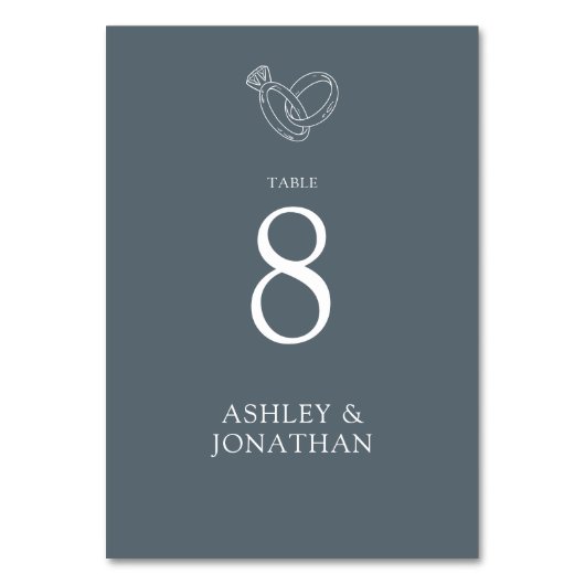 Elegante moderne, einfache Elemente Hochzeit Tischnummer (Vorderseite)