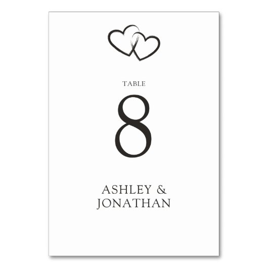 Elegante moderne, einfache Elemente Hochzeit Tischnummer (Rückseite)