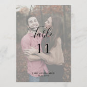 Elegante moderne, einfache Foto Hochzeit-Tischnumm (Rückseite)