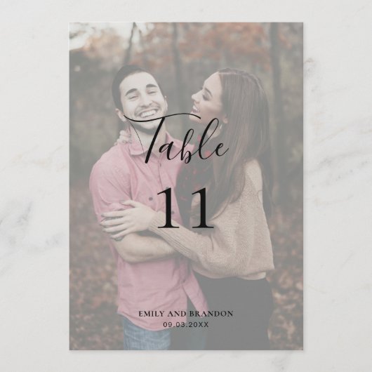 Elegante moderne, einfache Foto Hochzeit-Tischnumm (Vorderseite)