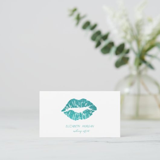 Elegante moderne, einfache Glitterie-Lippen,Makeup Visitenkarte (Stehend Vorderseite)