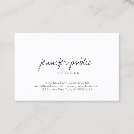 Elegante moderne, einfache, handgeschriebene Skrip Visitenkarte (Vorderseite)