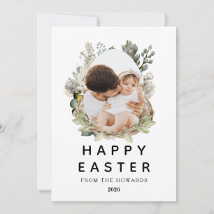 Elegante moderne einfache Hasen-Frohe-Ostern-Foto Feiertagskarte
