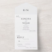 Elegante moderne, einfache mit Monogramm Hochzeit All In One Einladung (Innen Boden)