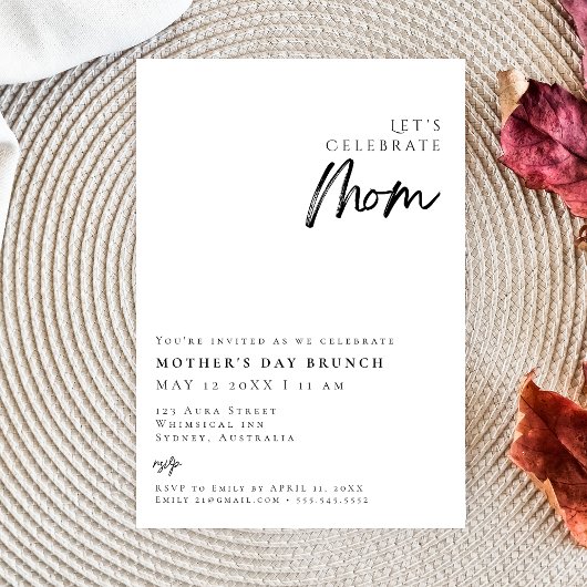 Elegante moderne einfache Mutter's Day BRUNCH Einladung