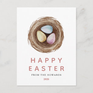 Elegante moderne einfache Ostereier   Frohe Ostern Feiertagspostkarte