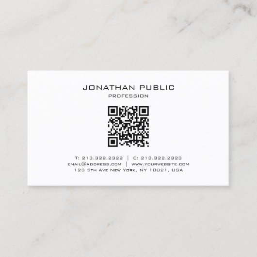 Elegante moderne einfache QR-Code-Vorlage Visitenkarte (Vorderseite)