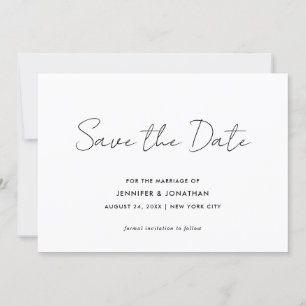 Elegante moderne einfache schwarze und weiße Typog Save The Date