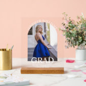 elegante, moderne, einfache Skript-Abschluss-Foto Acrylschild (Hochzeit)