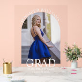 elegante, moderne, einfache Skript-Abschluss-Foto Acrylschild (Hochzeit)