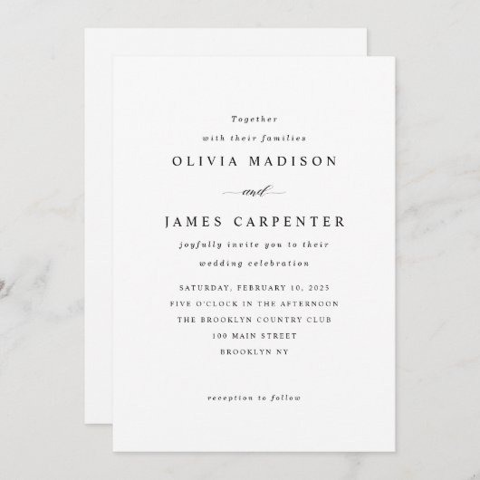 Elegante moderne, einfache Typografie Klassische H Einladung (Vorne/Hinten)