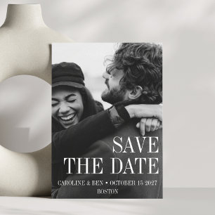 Elegante moderne einfache vertikale Foto-Hochzeit Save The Date