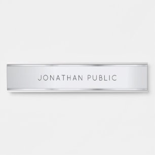 Elegante moderne einfache Vorlage Glamour Silber Türschild