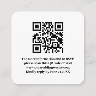 Elegante moderne einfache weiße Hochzeits-QR-Code- Begleitkarte