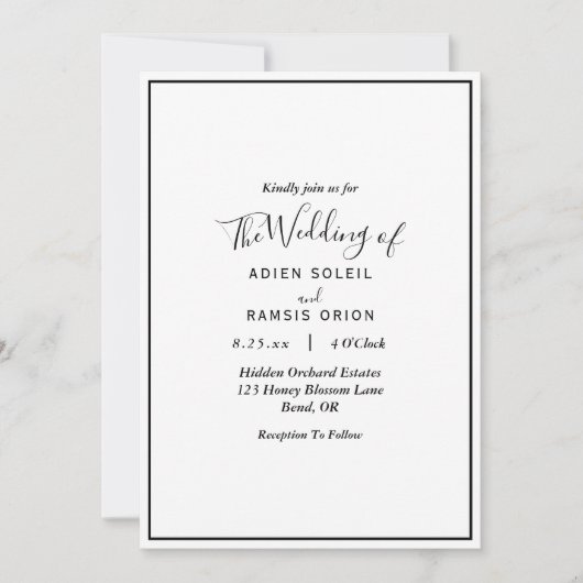 Elegante, moderne Einladung zur Hochzeit (Vorderseite)