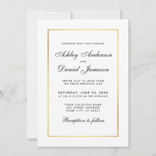 Elegante, moderne Einladung zur Hochzeit in Schwar