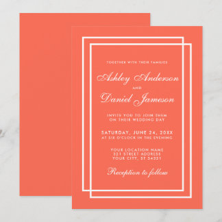 Elegante moderne Einladung zur Hochzeitskoralle