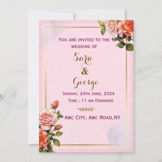 Elegante Moderne Einladungen für Hochzeiten (Vorderseite)