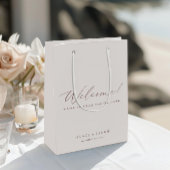 Elegante, moderne Elfenbein Hochzeit Begrüßungsges Mittlere Geschenktüte