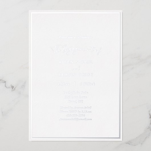 Elegante Moderne Engagement Partei Silver Folieneinladung (Vorderseite)