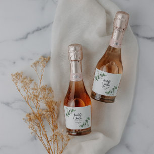 Elegante, moderne Eukalyptus-botanische Hochzeit Schaumweinetikett