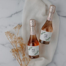 Elegante, moderne Eukalyptus-botanische Hochzeit Schaumweinetikett