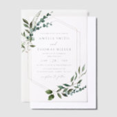 Elegante Moderne Eukalyptus Grüne Goldene Hochzeit Pergament Einladungen (Versetzt)