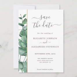 Elegante moderne Eukalyptus-Grünpflanzen Einfache Save The Date
