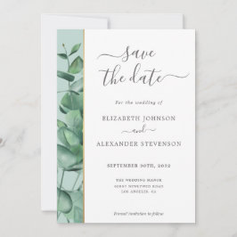 Elegante moderne Eukalyptus-Grünpflanzen Einfache Save The Date