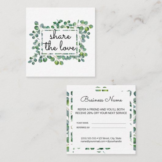 Elegante Moderne Eukalyptus Wählen Sie eine andere Empfehlungskarte (Vorne/Hinten)