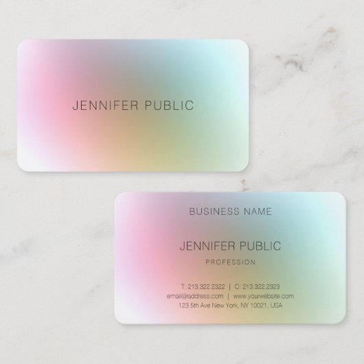 Elegante, moderne, farbenfrohe, hochwertige Seide Visitenkarte (Vorne/Hinten)