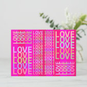 Elegante, moderne, farbenfrohe "LIEBE" Typografie  Karte (Stehend Vorderseite)