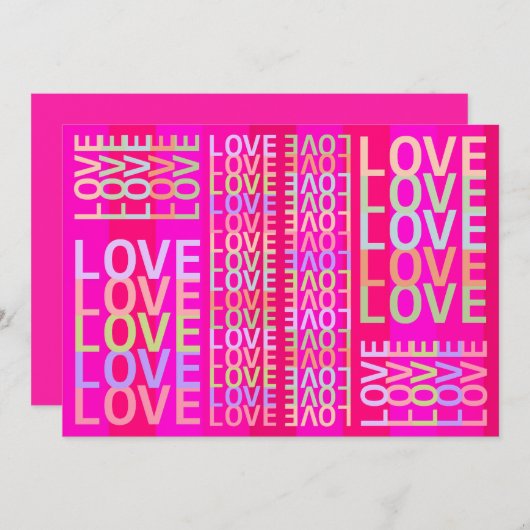 Elegante, moderne, farbenfrohe "LIEBE" Typografie  Karte (Vorne/Hinten)