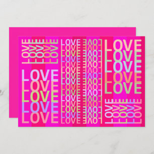 Elegante, moderne, farbenfrohe "LIEBE" Typografie  Karte