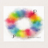 Elegante moderne, farbenfrohe Monogramm-Vorlage Visitenkarten (Außenseite Aufgefaltet)