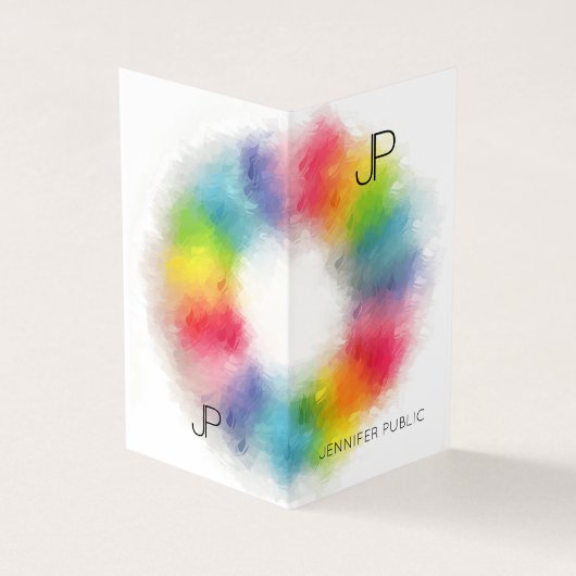 Elegante moderne, farbenfrohe Monogramm-Vorlage Visitenkarten (Vorderseite)