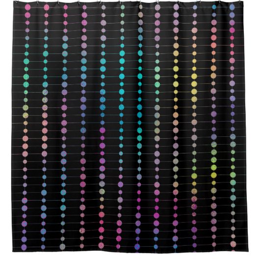 Elegante moderne farbenfrohe Perlen Kreise Dots Mu Duschvorhang (Vorderseite)