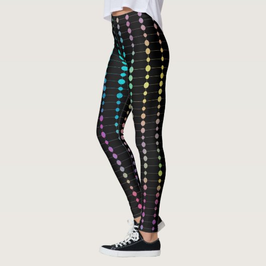 Elegante moderne farbenfrohe Perlen Kreise Dots Mu Leggings (Links)