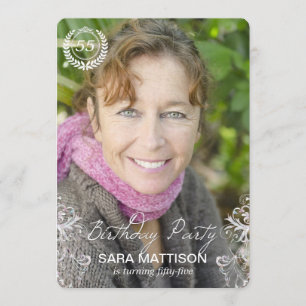 Elegante moderne Farn-Foto-Geburtstags-Einladungen Einladung