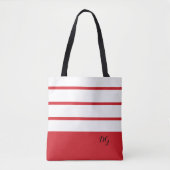 Elegante, moderne, fette Streifen Monogramm-Initia Tasche (Vorderseite)