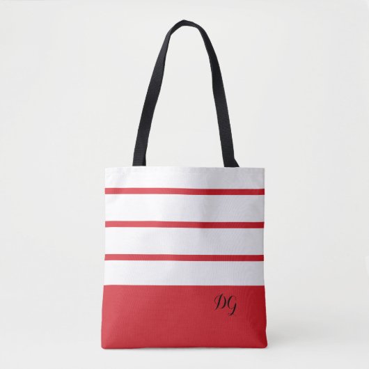 Elegante, moderne, fette Streifen Monogramm-Initia Tasche (Vorderseite)