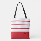 Elegante, moderne, fette Streifen Monogramm-Initia Tasche (Rückseite)