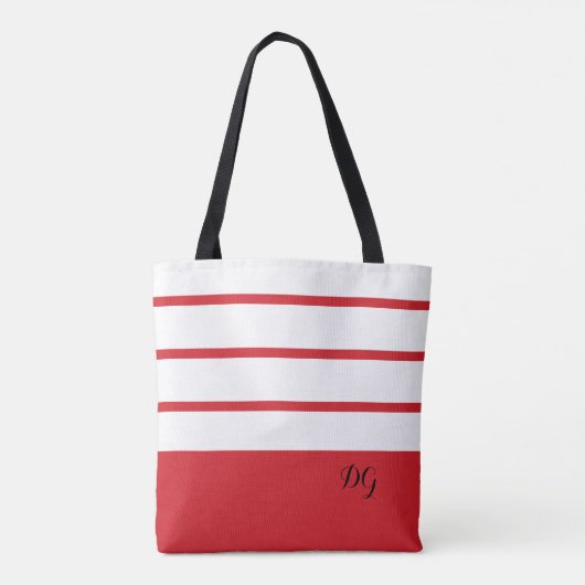 Elegante, moderne, fette Streifen Monogramm-Initia Tasche (Rückseite)